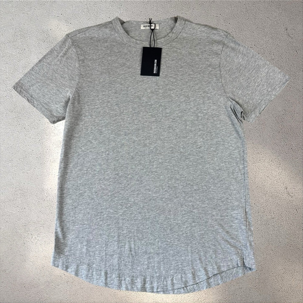 Buck Mason Gray Pima Curved Hem Tee Mens Medium Shirt USA Cotton NWT